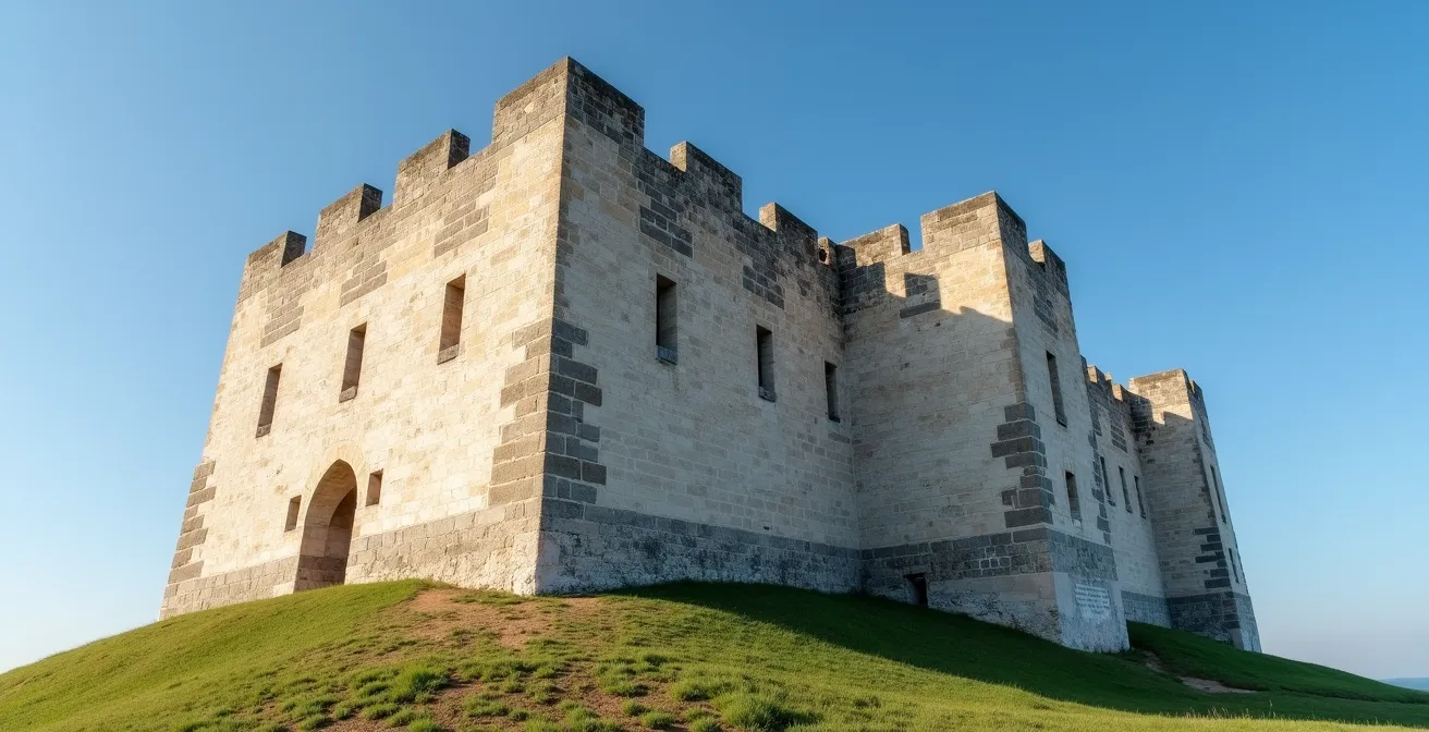 Architecture d'un bastion type Vauban montrant les angles de tir et les zones de défense