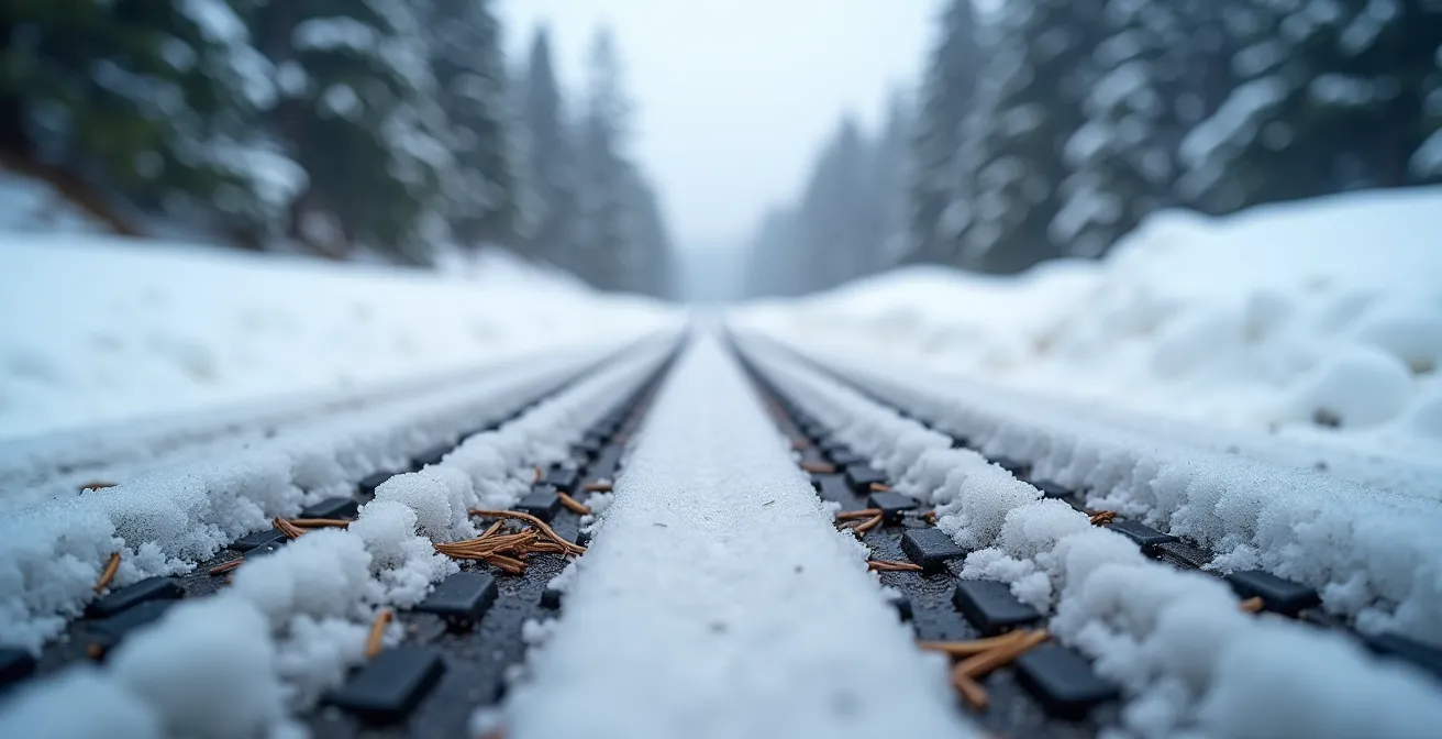 Route sinueuse enneigée traversant une forêt de sapins dans le Haut-Doubs en hiver