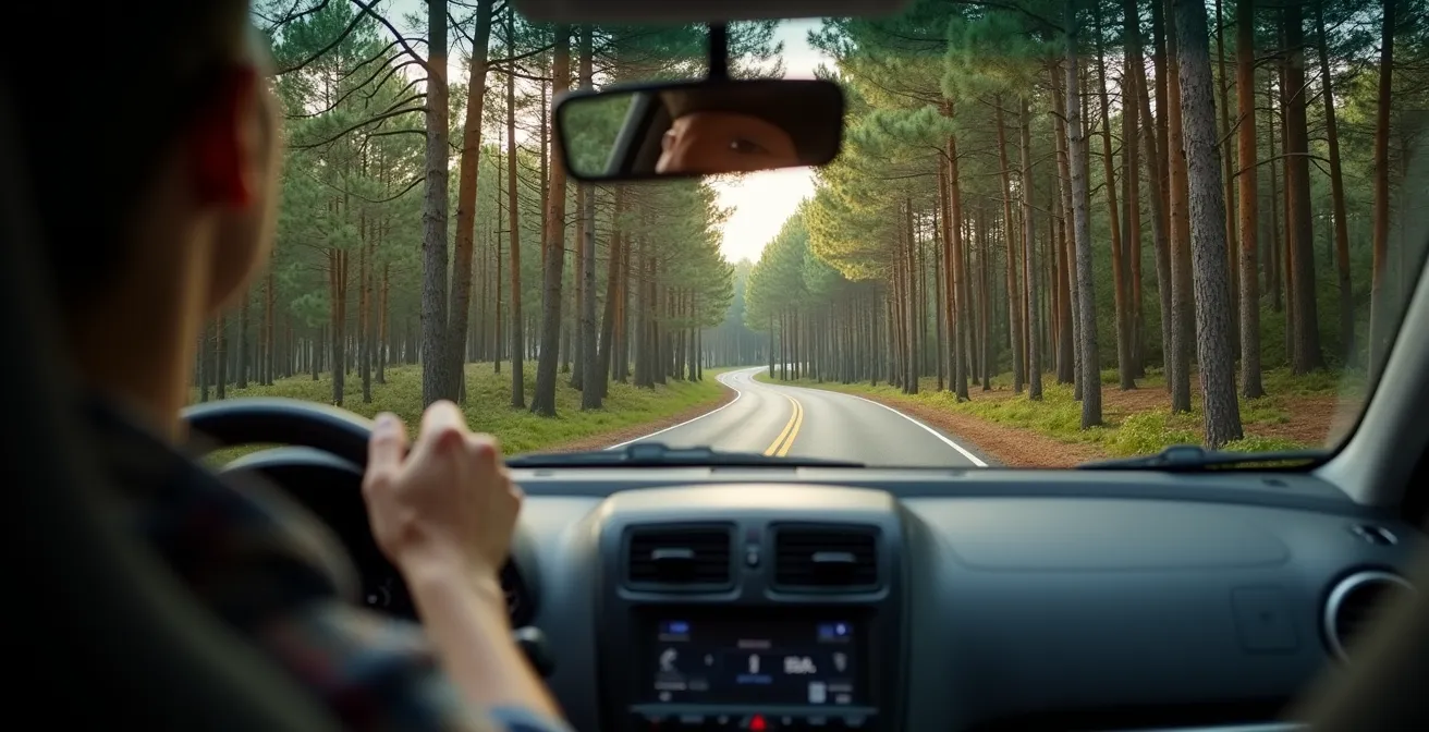Route des sapins serpentant à travers les forêts du Haut-Doubs