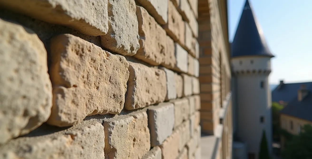 Détail architectural des tours Renaissance Henriette et Frédéric du château de Montbéliard avec leurs lanternons caractéristiques